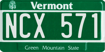 VT license plate NCX571