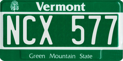 VT license plate NCX577