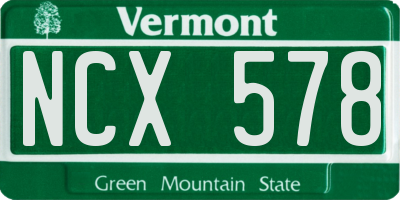 VT license plate NCX578