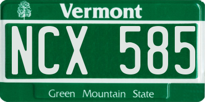 VT license plate NCX585
