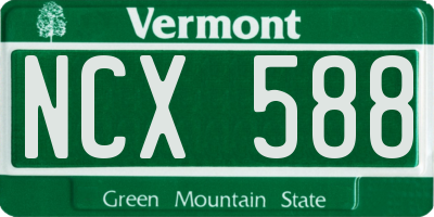 VT license plate NCX588