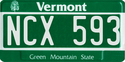 VT license plate NCX593