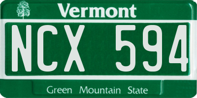 VT license plate NCX594