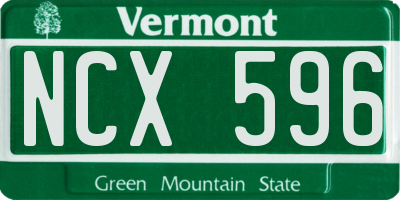 VT license plate NCX596