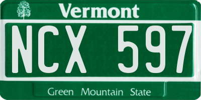 VT license plate NCX597