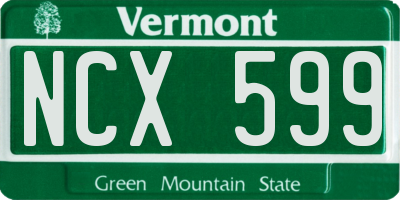 VT license plate NCX599