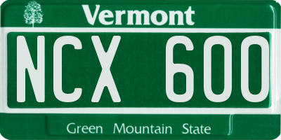 VT license plate NCX600