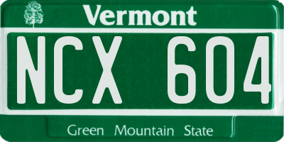 VT license plate NCX604