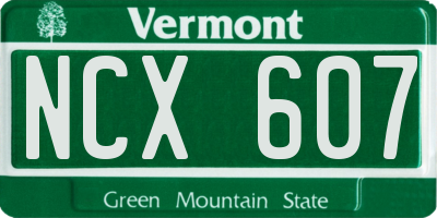 VT license plate NCX607