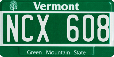 VT license plate NCX608