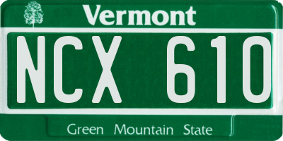 VT license plate NCX610