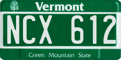 VT license plate NCX612