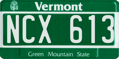 VT license plate NCX613
