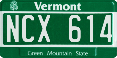 VT license plate NCX614