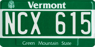 VT license plate NCX615