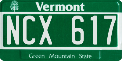 VT license plate NCX617