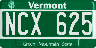 VT license plate NCX625