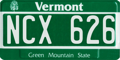 VT license plate NCX626