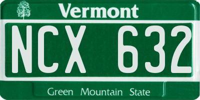 VT license plate NCX632