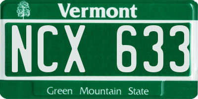 VT license plate NCX633