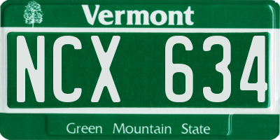 VT license plate NCX634