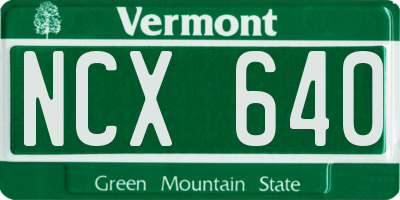 VT license plate NCX640