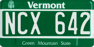 VT license plate NCX642