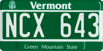 VT license plate NCX643