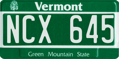 VT license plate NCX645