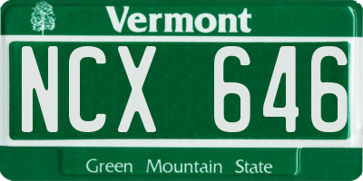 VT license plate NCX646