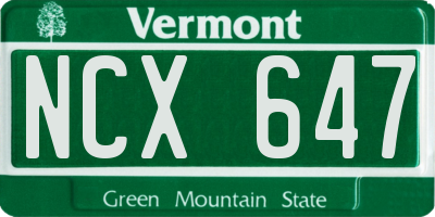 VT license plate NCX647