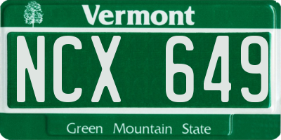 VT license plate NCX649