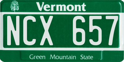VT license plate NCX657