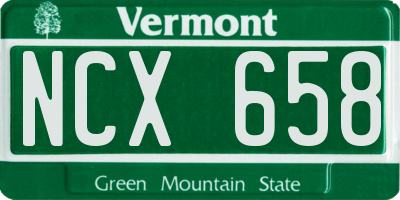 VT license plate NCX658