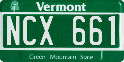 VT license plate NCX661