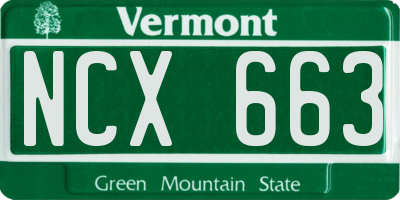 VT license plate NCX663