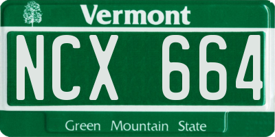 VT license plate NCX664