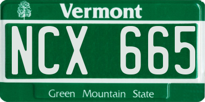 VT license plate NCX665