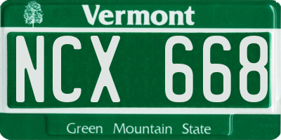 VT license plate NCX668