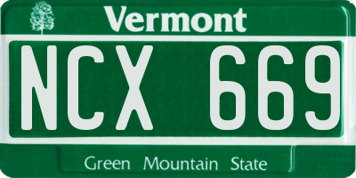 VT license plate NCX669