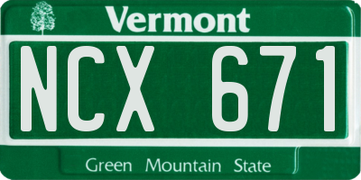 VT license plate NCX671