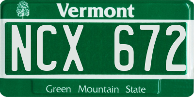 VT license plate NCX672