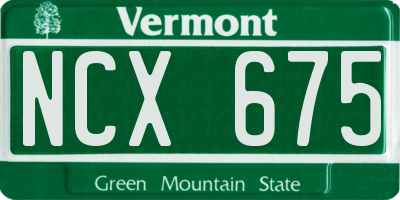 VT license plate NCX675