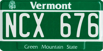 VT license plate NCX676