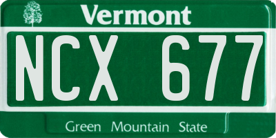 VT license plate NCX677