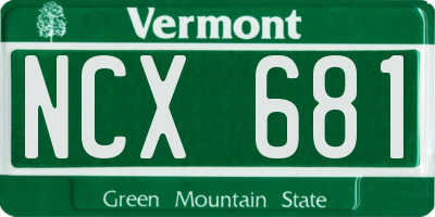 VT license plate NCX681