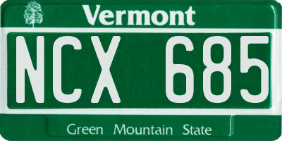 VT license plate NCX685