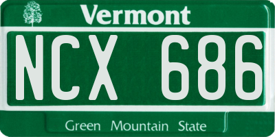 VT license plate NCX686
