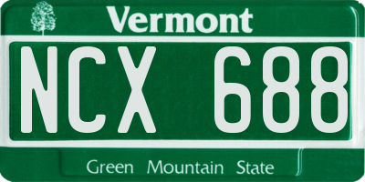 VT license plate NCX688