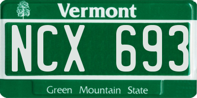 VT license plate NCX693